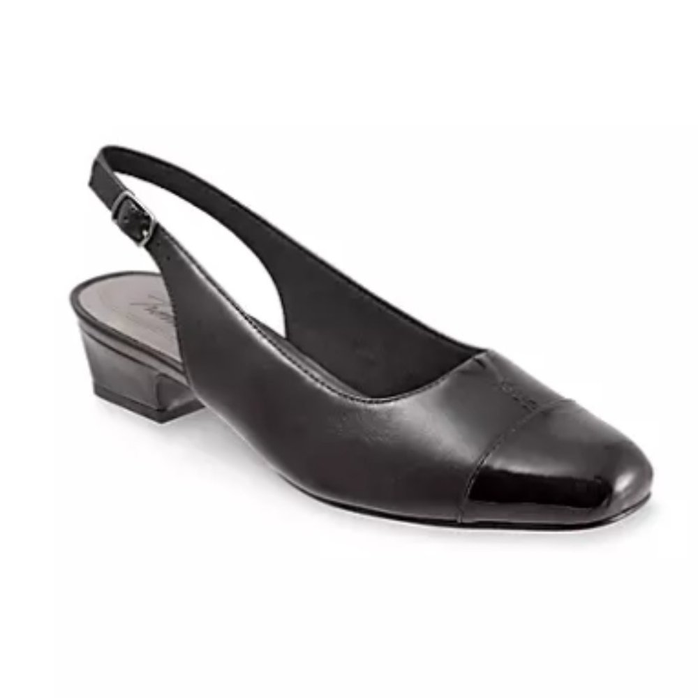 Trotters Dea Slingback Pump Luxe Look Black Patent Black  8.5 Wide NIB New $115